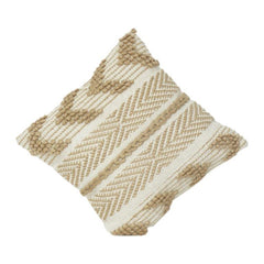 Handgewebter Kissenbezug aus Baumwolle und Jute 45x45 cm | Strukturiert, Boho, geometrische Stickerei | Neutraler dekorativer Kissenbezug mit verdecktem Reißverschluss