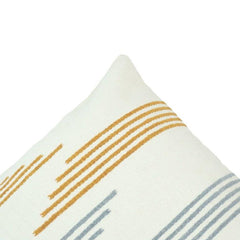 Handmade Cotton Cushion Cover 45x45 cm | Modern Geometric Embroidered Throw Pillow Cover | Ivory Decorative Cushion