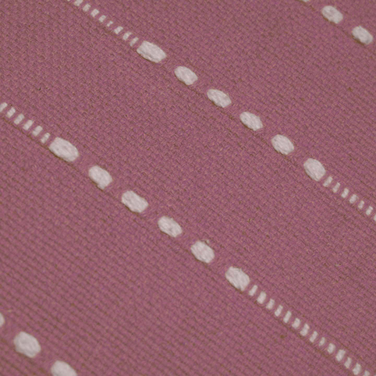 Handwoven Cotton Cushion Cover 45x45 cm – Mauve Pink with Ivory Horizontal Dotted Stripe Pattern