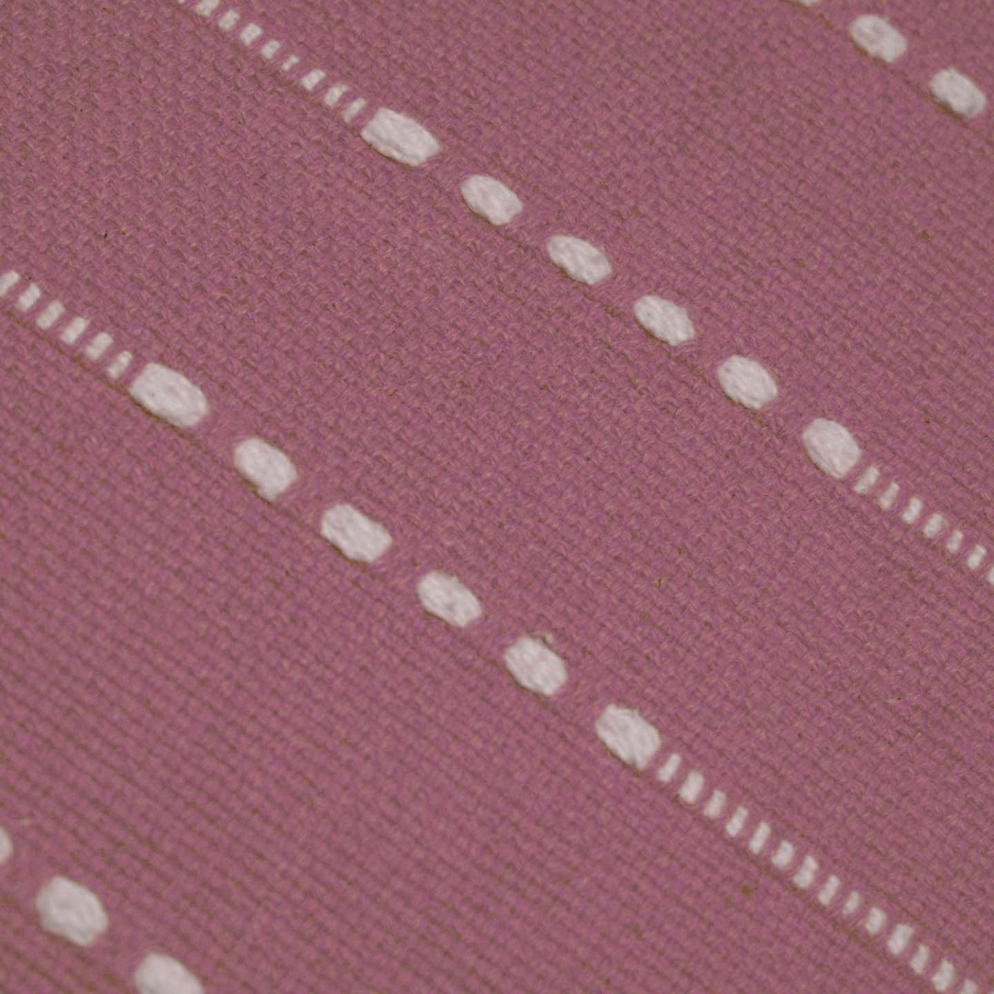 Handwoven Cotton Cushion Cover 45x45 cm – Mauve Pink with Ivory Horizontal Dotted Stripe Pattern