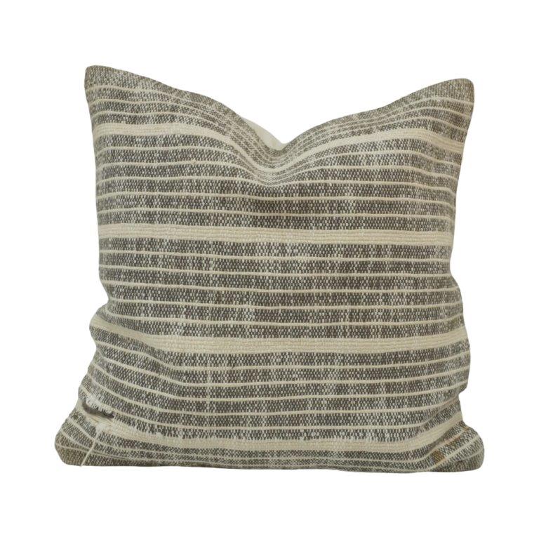 Handwoven Striped Cotton Cushion Cover – 45x45 cm | Rustic Neutral Decorative Pillow Cover - Bulk manufacturer & supplier from Panipat, India