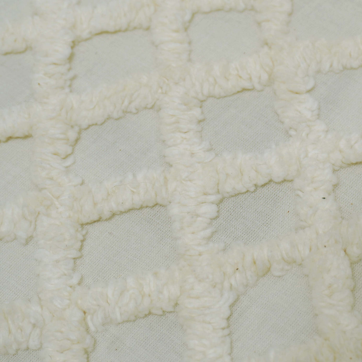 Ivory Tufted Diamond Lattice Cushion Cover – 45 x 45 cm | Textured Fabric Accent Pillow Cover