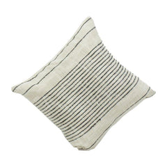 Minimalist Striped Cotton Cushion Cover | 45x45 cm Neutral Woven Pillow Cover with Hidden Zipper