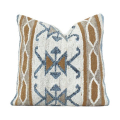 Handcrafted Hand Woven Cotton Cushion Cover – Geometric Tribal Pattern in Earthy Tones | 18x18 Inch Decorative Pillow Cover