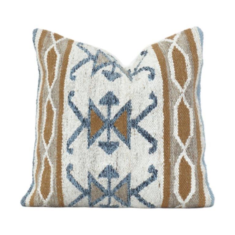 Handcrafted Hand Woven Cotton Cushion Cover – Geometric Tribal Pattern in Earthy Tones | 18x18 Inch Decorative Pillow Cover