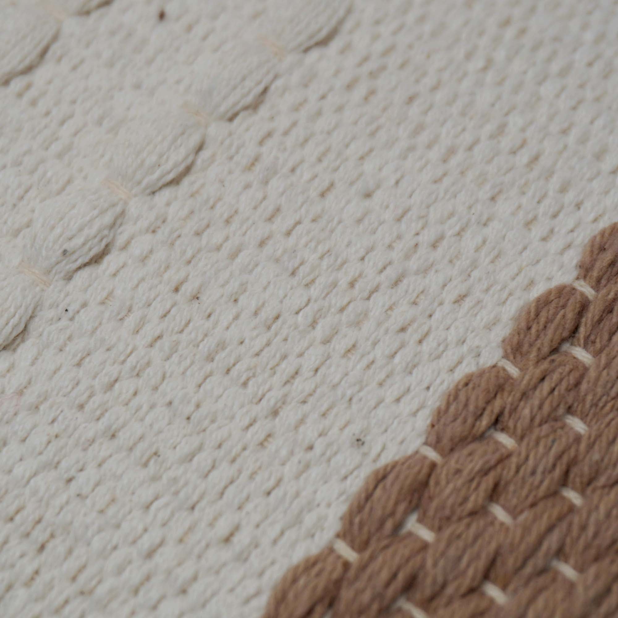 Handwoven Cotton Cushion Cover with Tufted Fringe Border | Decorative Boho Throw Pillow Cover | 45 x 45 cm | Ivory & Beige