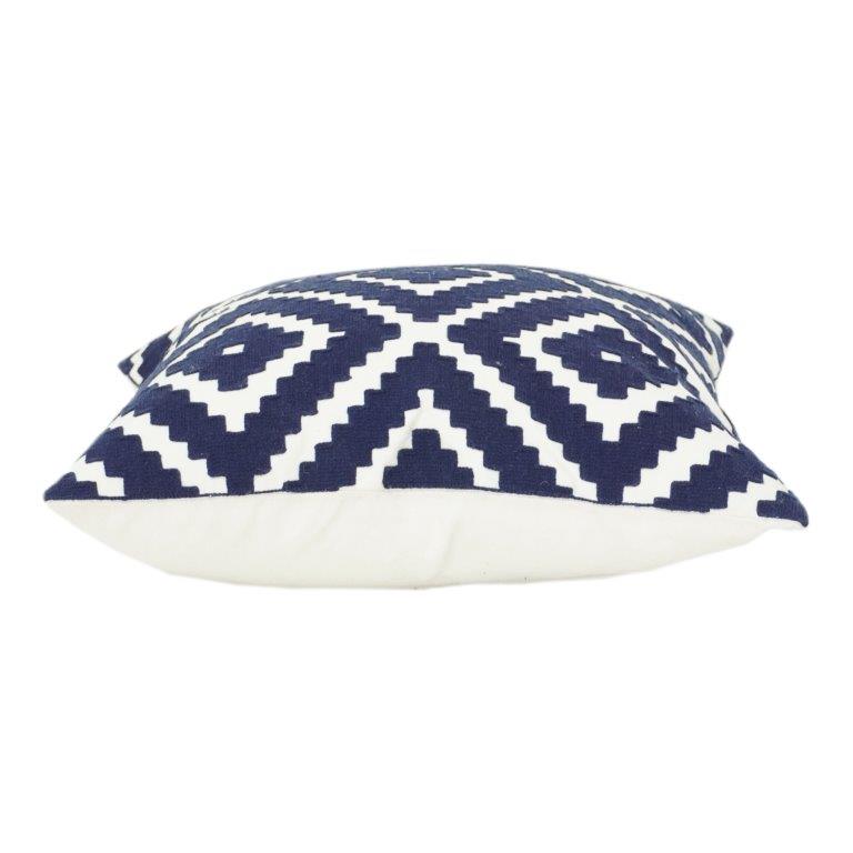 Housse de Coussin en Coton Faite Main 45x45 cm | Motif Géométrique Bleu Losanges | Housse de Coussin Décorative Moderne - Bulk manufacturer & supplier from Panipat, India