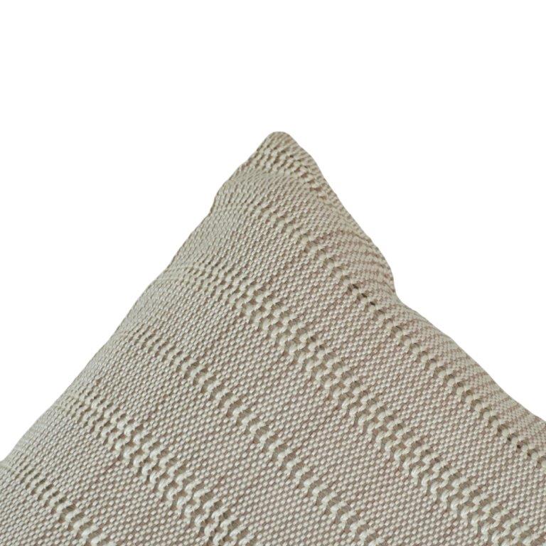 Handwoven Textured Cotton Cushion Cover – Natural Beige | Handmade Woven Throw Pillow Cover | 45x45 cm - Bulk manufacturer & supplier from Panipat, India