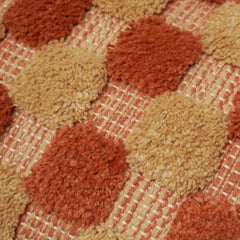 Rust and beige geometric textured tufted cotton cushion cover 40x60 cm