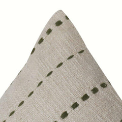 Handcrafted Cotton Cushion Cover with Dotted Stripe Embroidery | Minimalist Neutral Decor Pillow Cover | 18x18 Inch
