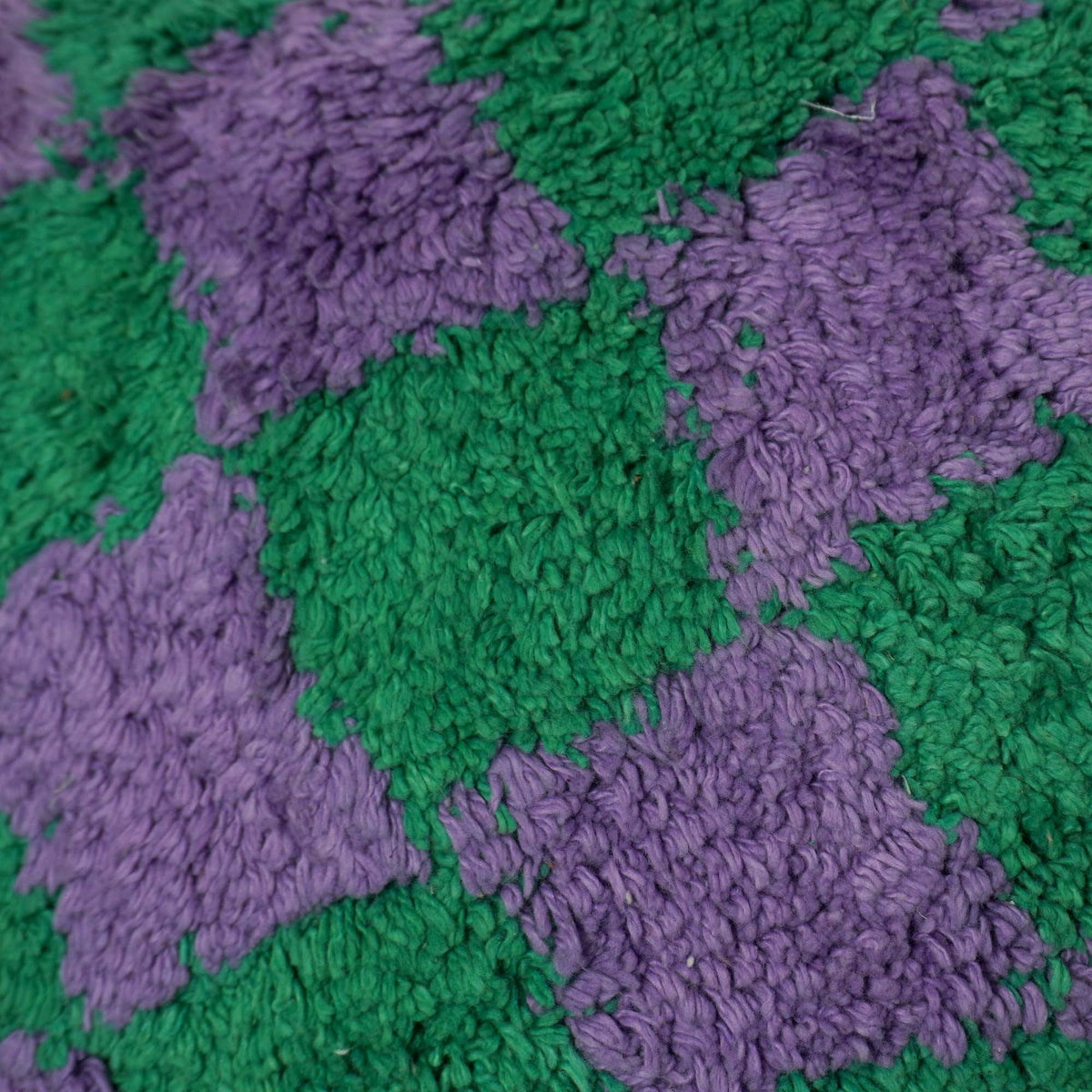 Handmade Tufted Cotton Cushion Cover 45x45 cm | Green & Lavender Checkerboard Design | Soft Textured Decorative Throw Pillow Cover | Hidden Zip | Modern Boho Home Décor