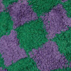 Handmade Tufted Cotton Cushion Cover 45x45 cm | Green & Lavender Checkerboard Design | Soft Textured Decorative Throw Pillow Cover | Hidden Zip | Modern Boho Home Décor