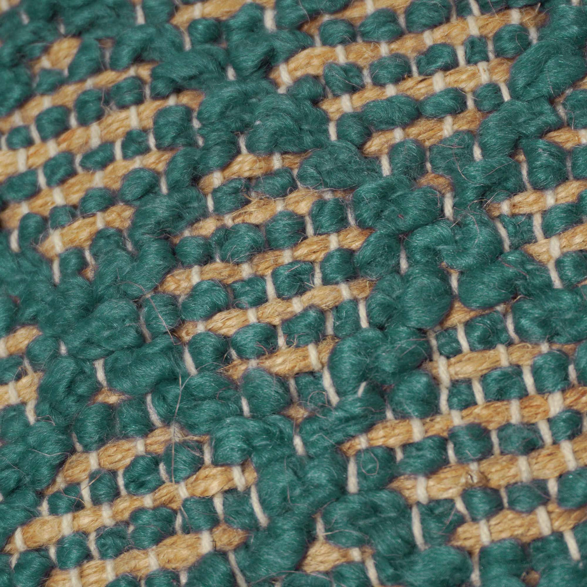Handwoven Jute Cushion Cover 45x45 cm – Green & Natural Textured Boho Accent Pillow Cover