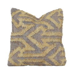 Handwoven Jute Cushion Cover with Textured Abstract Pattern | Rustic Natural Fiber Pillow Cover | Boho Home Decor | 18x18 Inch