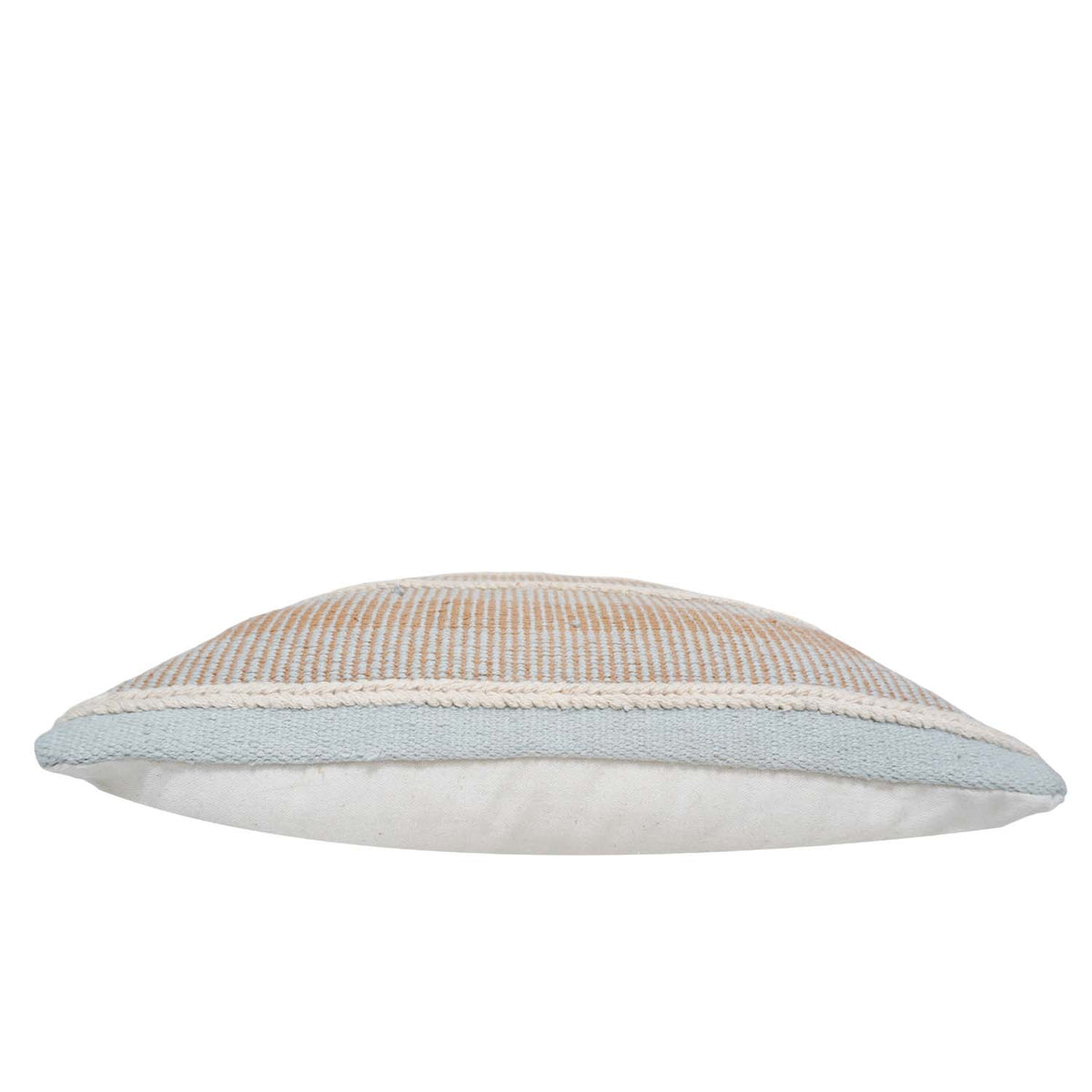 Handmade Woven Cotton Cushion Cover 45x45 cm | Beige & Ivory Striped Textured Throw Pillow Cover | Boho Farmhouse Decorative Cushion Cover | Hidden Zip - Bulk manufacturer & supplier from Panipat, India