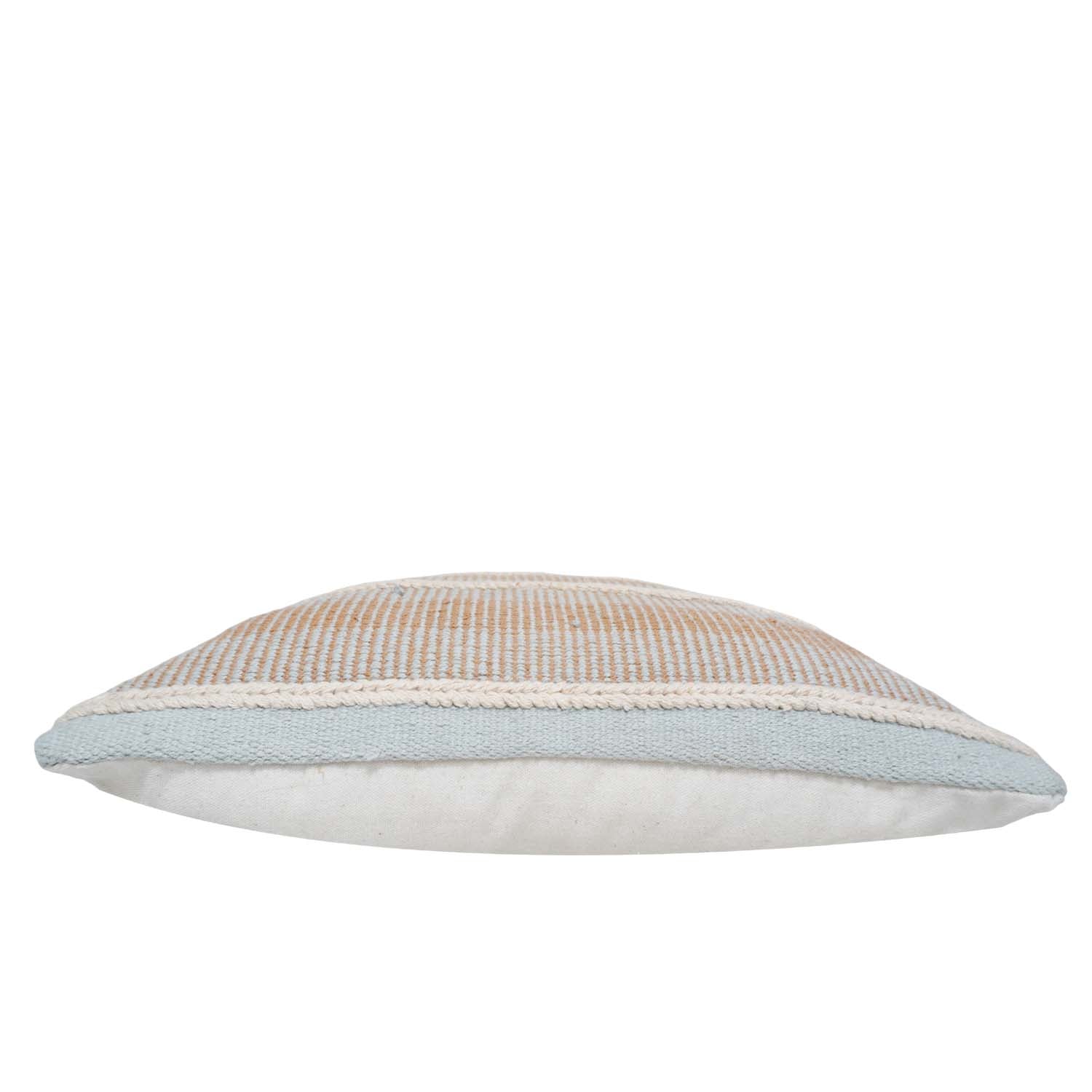 Handmade Woven Cotton Cushion Cover 45x45 cm | Beige & Ivory Striped Textured Throw Pillow Cover | Boho Farmhouse Decorative Cushion Cover | Hidden Zip