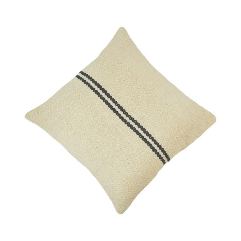 Handmade Cotton Cushion Cover 45x45 cm | Minimalist Woven Stripe Design | Artisan Decorative Pillow Cover