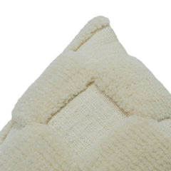 Housse de coussin en coton tufté texturé 35x50 cm | Motif géométrique tissé | Coussin lombaire décoratif crème neutre