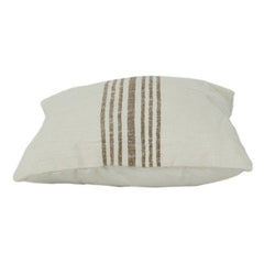 Handwoven Cotton Cushion Cover with Rustic Stripe Design | Neutral Beige Decorative Pillow Cover | 18x18 Inch