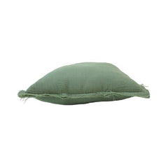 Olive Green Frayed Edge Cotton Cushion Cover | Rustic Textured Pillow Cover | 45x45 cm