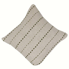 Handcrafted Cotton Cushion Cover with Dotted Stripe Embroidery | Minimalist Neutral Decor Pillow Cover | 18x18 Inch