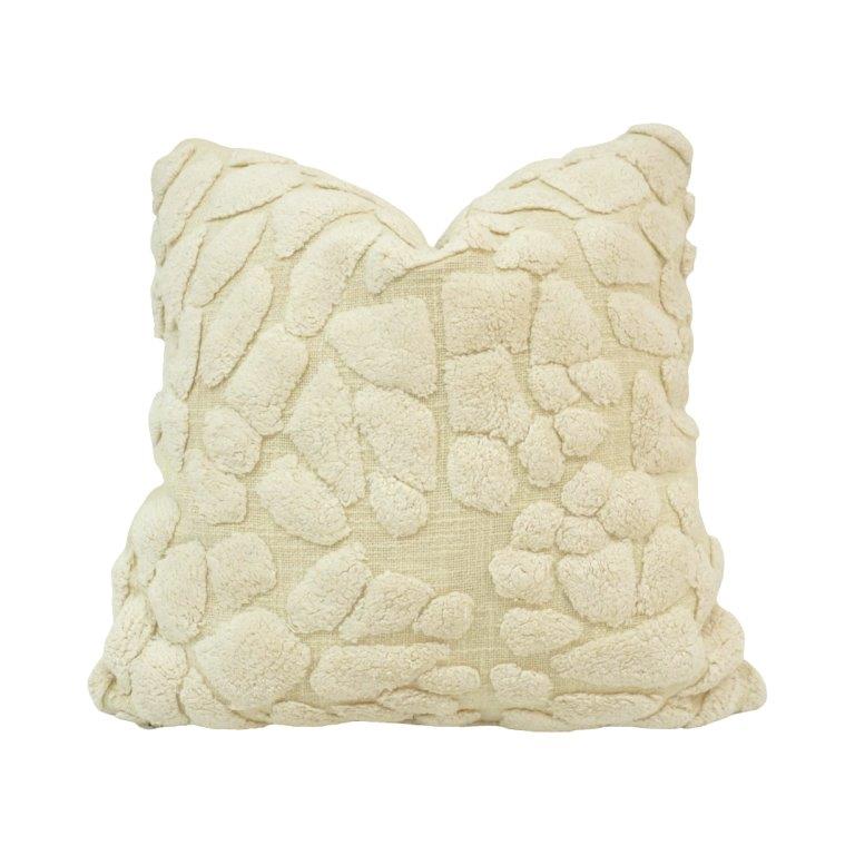 Ivory Tufted Cotton Cushion Cover | Textured Abstract Design | 45x45 cm - Bulk manufacturer & supplier from Panipat, India
