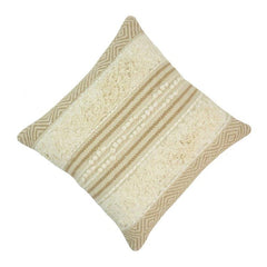 Handmade Boho Textured Cotton Cushion Cover | Tufted & Woven Design | Beige Cream Throw Pillow Cover 45x45 cm