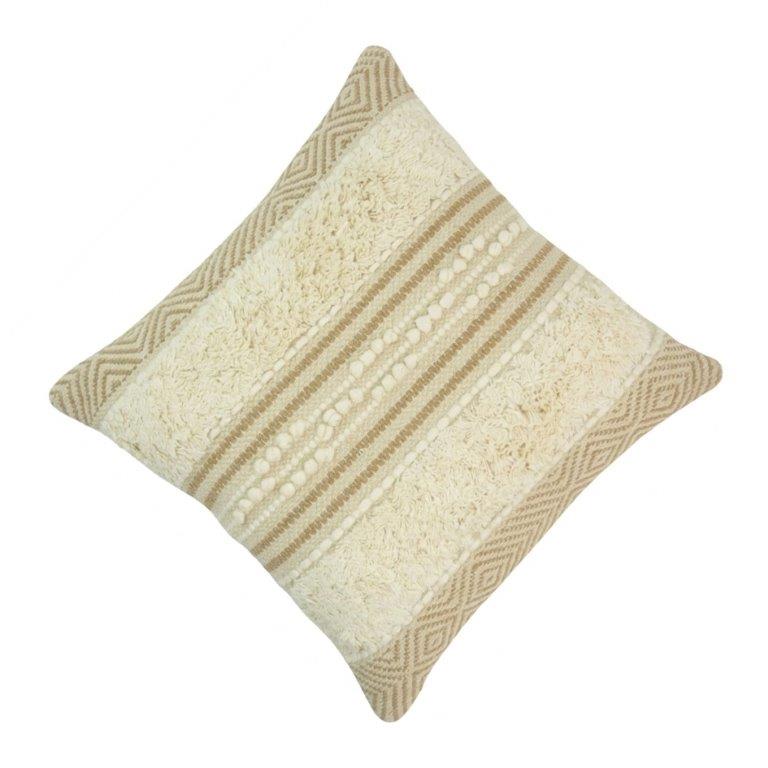 Handmade Boho Textured Cotton Cushion Cover | Tufted & Woven Design | Beige Cream Throw Pillow Cover 45x45 cm