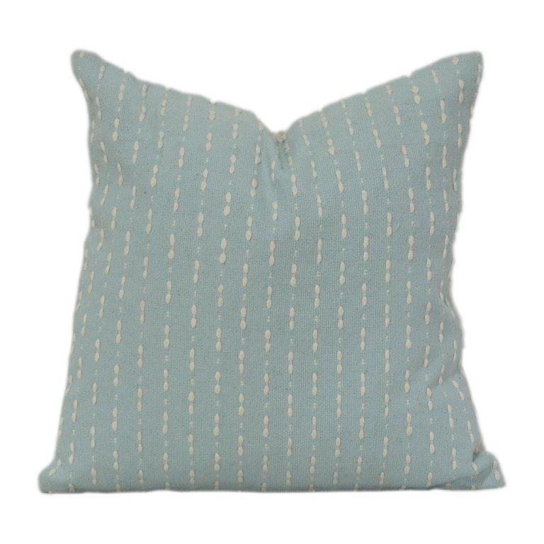 Minimalist Blue Embroidered Cotton Cushion Cover | Textured Dash Pattern | Modern Accent Pillow Case (18x18 Inch) - Bulk manufacturer & supplier from Panipat, India