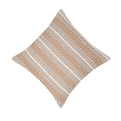 Handmade Woven Cotton Cushion Cover 45x45 cm | Beige & Ivory Striped Textured Throw Pillow Cover | Boho Farmhouse Decorative Cushion Cover | Hidden Zip