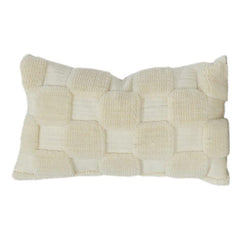 Housse de coussin en coton tufté texturé 35x50 cm | Motif géométrique tissé | Coussin lombaire décoratif crème neutre
