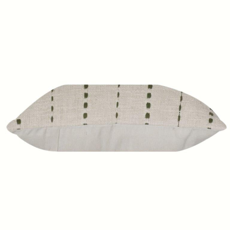 Handcrafted Cotton Cushion Cover with Dotted Stripe Embroidery | Minimalist Neutral Decor Pillow Cover | 18x18 Inch