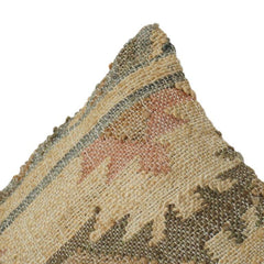 Handwoven Kilim Cotton Cushion Cover – Vintage Tribal Geometric Design in Earthy Tones (18x18 Inch)