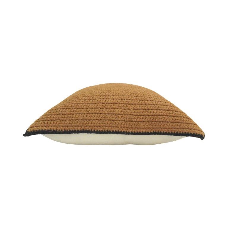 Handcrafted Crochet Cushion Cover – Mustard Beige Textured Cotton Pillow Cover | 45x45 cm - Bulk manufacturer & supplier from Panipat, India