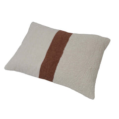Handmade Cotton Textured Cushion Cover 40 x 60 cm | Ivory with Rust Center Stripe | Decorative Lumbar Cushion Cover | Hidden Zip | Modern Boho Home Décor