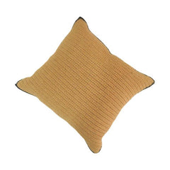 Handcrafted Crochet Cushion Cover – Mustard Beige Textured Cotton Pillow Cover | 45x45 cm