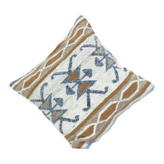 Handcrafted Hand Woven Cotton Cushion Cover – Geometric Tribal Pattern in Earthy Tones | 18x18 Inch Decorative Pillow Cover