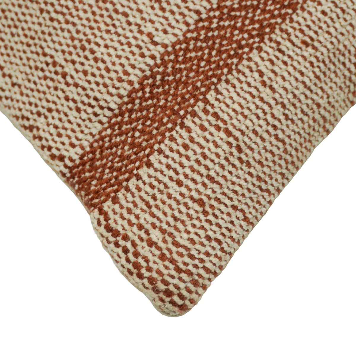 Handwoven Cotton Cushion Cover 45x45 cm | Beige & Brown Striped Woven Throw Pillow Cover | Rustic Boho Farmhouse Decorative Cushion Case | Hidden Zipper