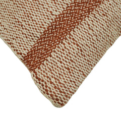 Handwoven Cotton Cushion Cover 45x45 cm | Beige & Brown Striped Woven Throw Pillow Cover | Rustic Boho Farmhouse Decorative Cushion Case | Hidden Zipper