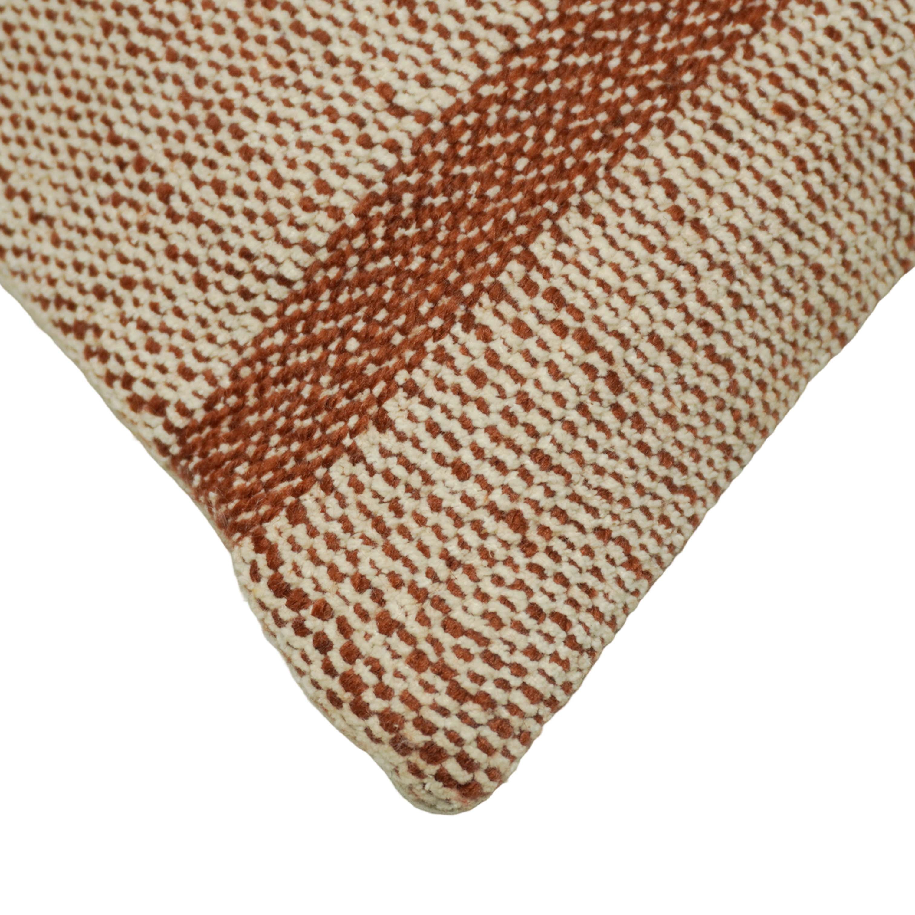 Handwoven Cotton Cushion Cover 45x45 cm | Beige & Brown Striped Woven Throw Pillow Cover | Rustic Boho Farmhouse Decorative Cushion Case | Hidden Zipper