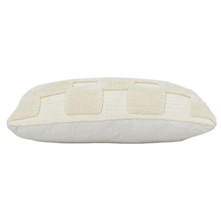 Textured Tufted Cotton Cushion Cover 35x50 cm | Woven Geometric Design | Neutral Cream Decorative Lumbar Pillow