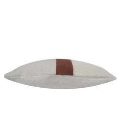 Handmade Cotton Textured Cushion Cover 40 x 60 cm | Ivory with Rust Center Stripe | Decorative Lumbar Cushion Cover | Hidden Zip | Modern Boho Home Décor