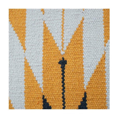 Handgemachter geometrischer Baumwoll-Kissenbezug 45x45 cm | Senfgelbes abstraktes Webkissen | Boho Tribal Deko Kissen