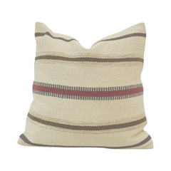 Handmade Striped Cotton Cushion Cover 45x45 cm | Woven Boho Throw Pillow Cover | Neutral Rustic Home Décor