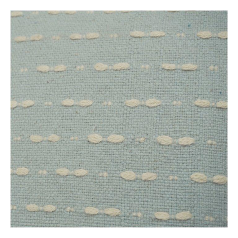 Minimalist Blue Embroidered Cotton Cushion Cover | Textured Dash Pattern | Modern Accent Pillow Case (18x18 Inch) - Bulk manufacturer & supplier from Panipat, India