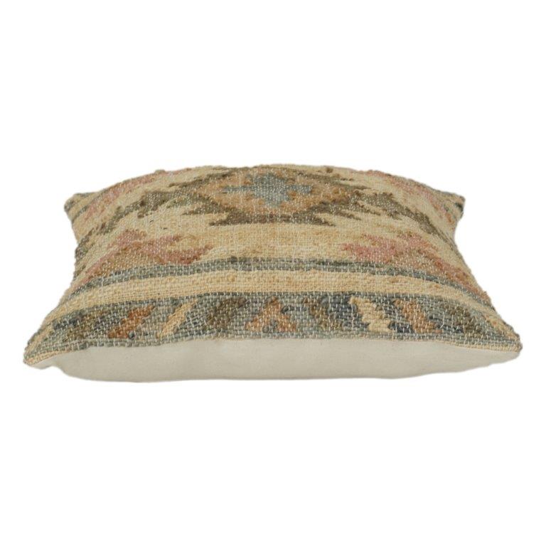 Handwoven Kilim Cotton Cushion Cover – Vintage Tribal Geometric Design in Earthy Tones (18x18 Inch) - Bulk manufacturer & supplier from Panipat, India
