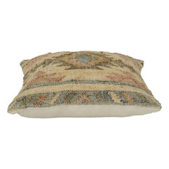 Handwoven Kilim Cotton Cushion Cover – Vintage Tribal Geometric Design in Earthy Tones (18x18 Inch)