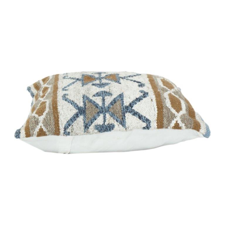 Handcrafted Hand Woven Cotton Cushion Cover – Geometric Tribal Pattern in Earthy Tones | 18x18 Inch Decorative Pillow Cover