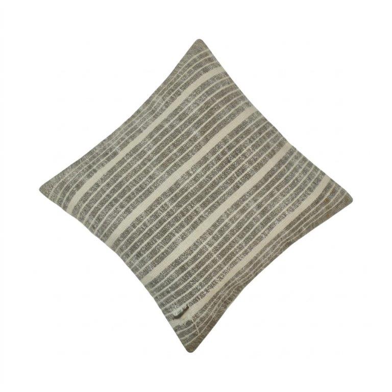 Handwoven Striped Cotton Cushion Cover – 45x45 cm | Rustic Neutral Decorative Pillow Cover