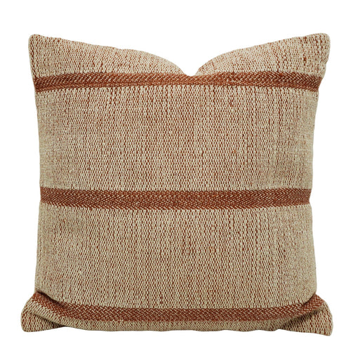 Beige & Brown Stripe Handwoven Cotton Cushion Cover 45x45 cm
